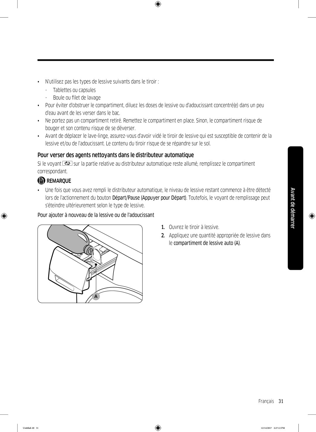 Samsung WW10M86GNOA/EF manual Français 31  